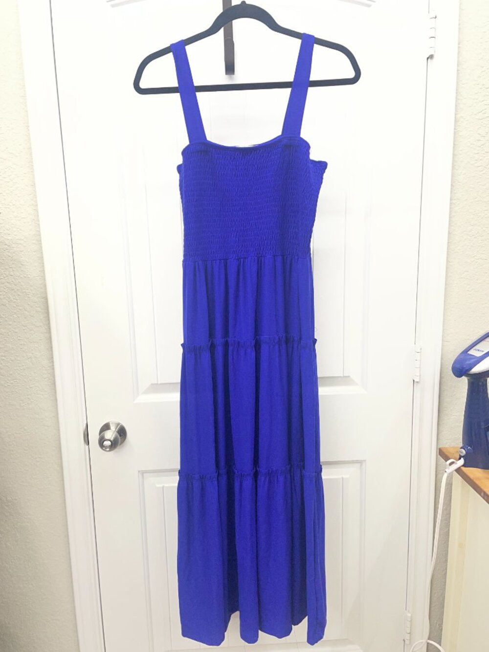 NEW Zenana Royal Blue Smocked Tiered Midi Dress Size 1X - Picture 2 of 6